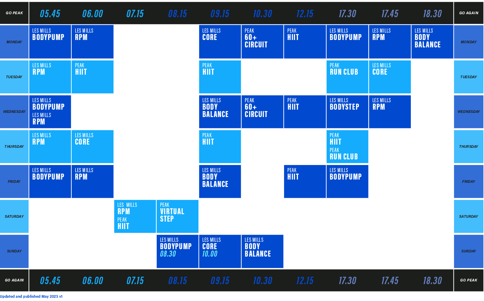 Timetable - PEAK FITNESS AND HEALTH